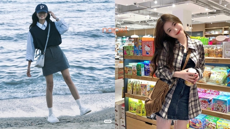 Mix chân váy chữ A với áo sơ mi 