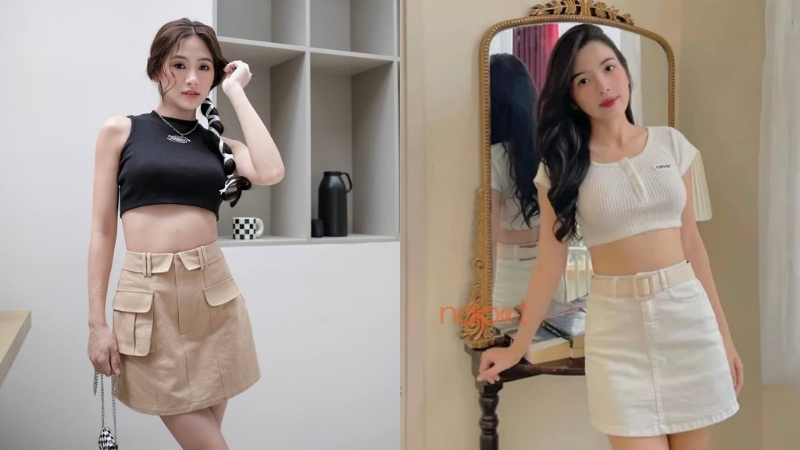 Váy chữ A mặc cùng áo croptop