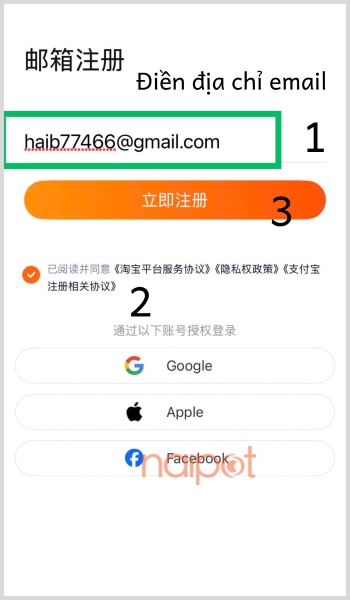 Nhập địa chỉ Email