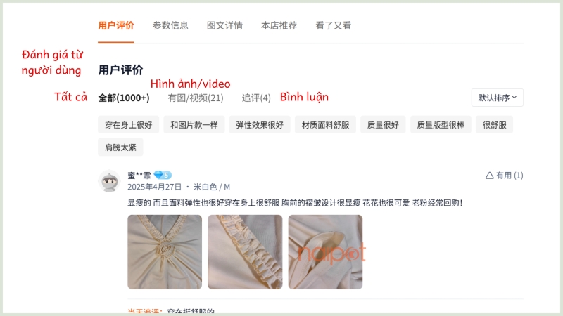 Những đánh giá shop trên Taobao