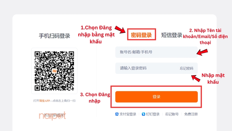 Cách đăng nhập Taobao bằng mật khẩu trên máy tính  Cách đăng nhập Taobao bằng mật khẩu trên máy tính