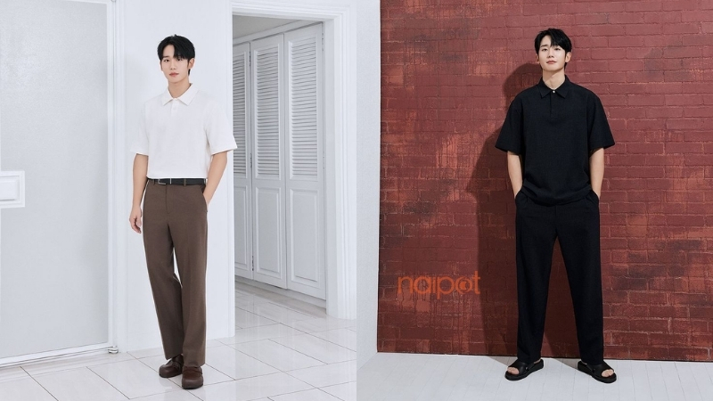 Áo polo nam Trung Quốc phối cùng quần tây 