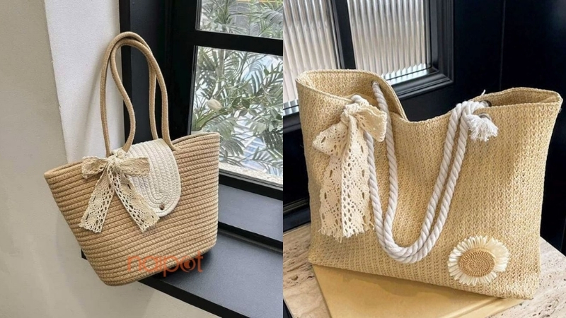 Túi tote Trung Quốc cói Túi tote Trung Quốc cói