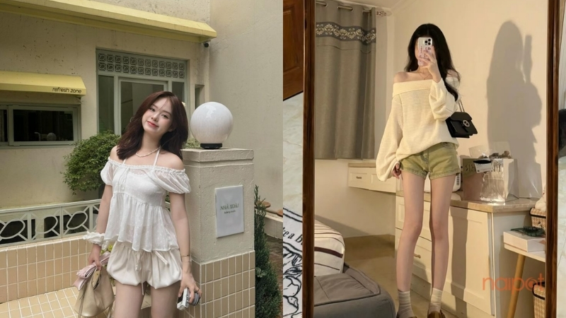 Áo trễ vai Trung Quốc với chân váy chữ A Áo trễ vai Trung Quốc với chân váy chữ A