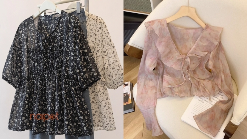 Áo voan Trung Quốc hoa nhí 