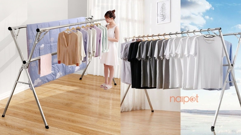 Giá phơi quần áo gấp gọn 
