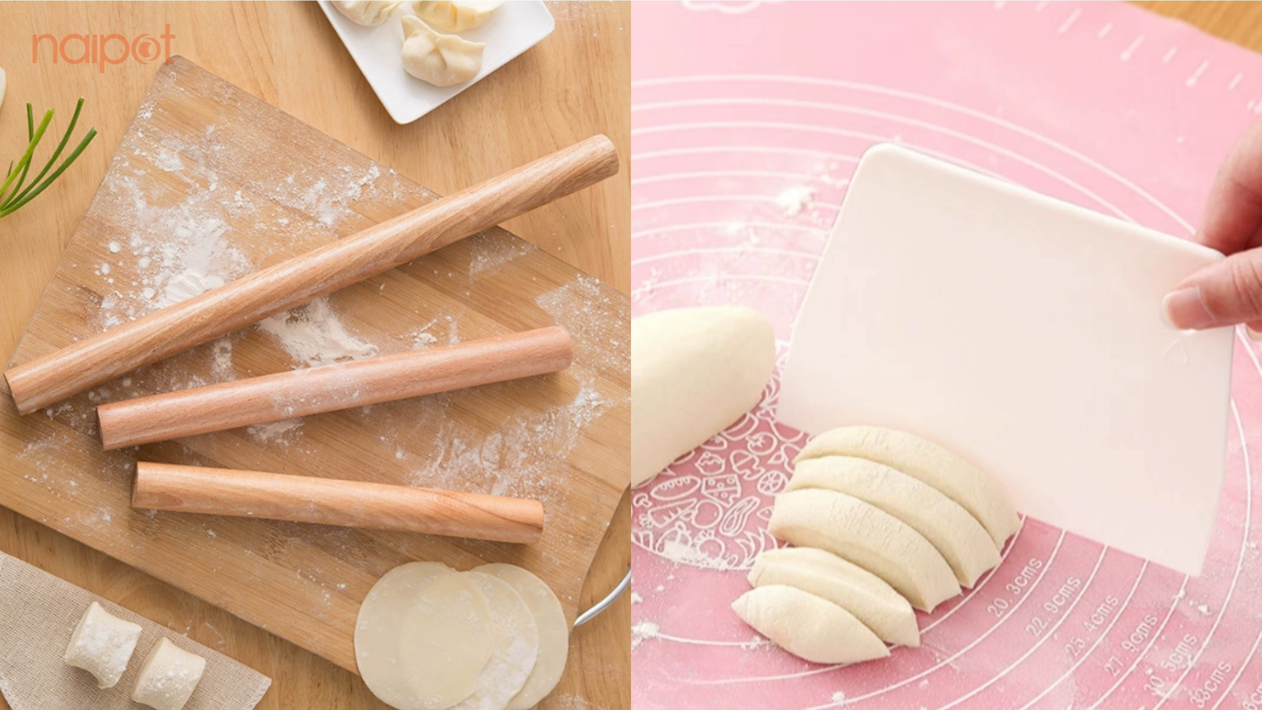 Cây lăn bột và dao cắt bột Cây lăn bột và dao cắt bột