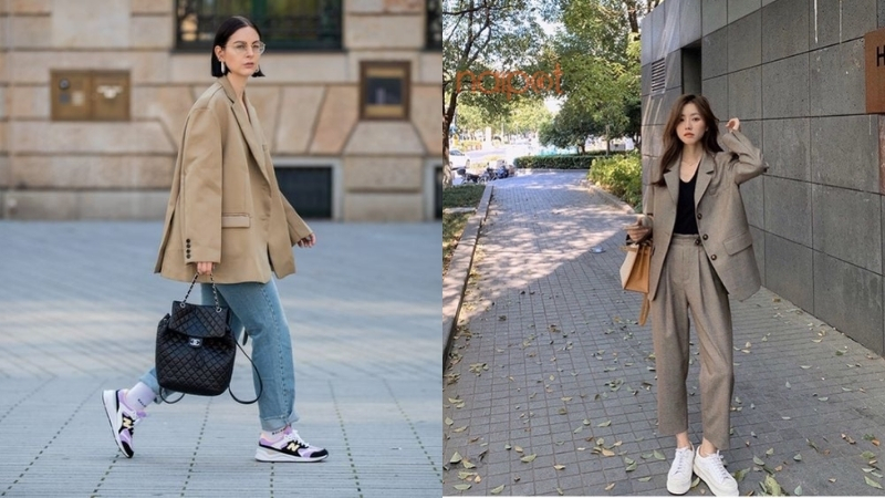 Mix áo blazer Trung Quốc oversized với quần baggy Mix áo blazer Trung Quốc oversized với quần baggy