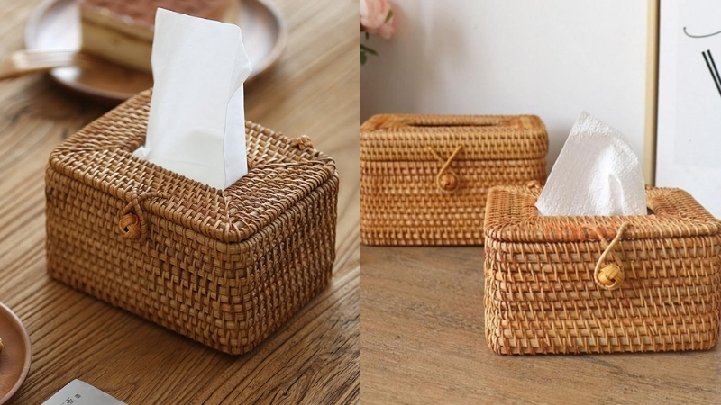 Hộp đựng giấy ăn bằng mây tre đan Hộp đựng giấy ăn bằng mây tre đan