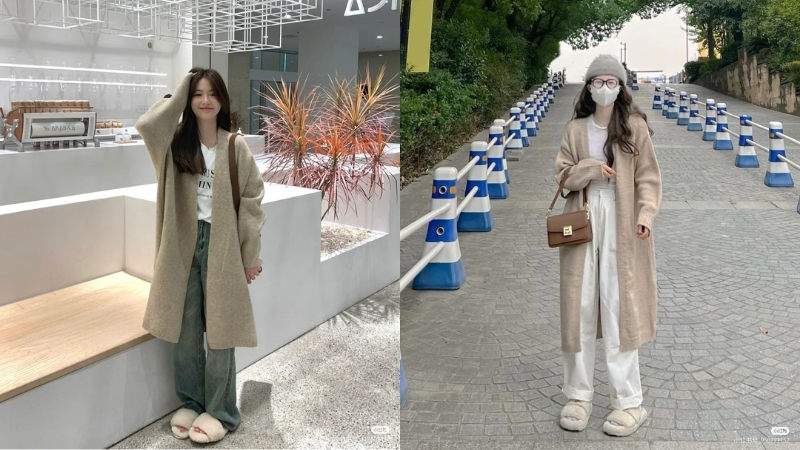 Áo cardigan dáng dài mix cùng quần jean  Áo cardigan dáng dài mix cùng quần jean